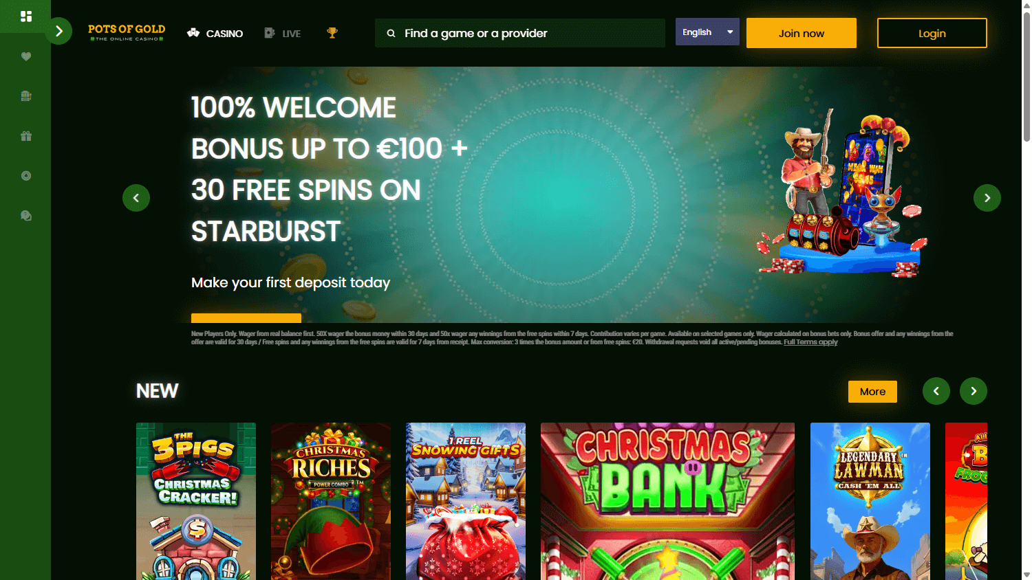 Pots of Gold Casino Desktop screenshot